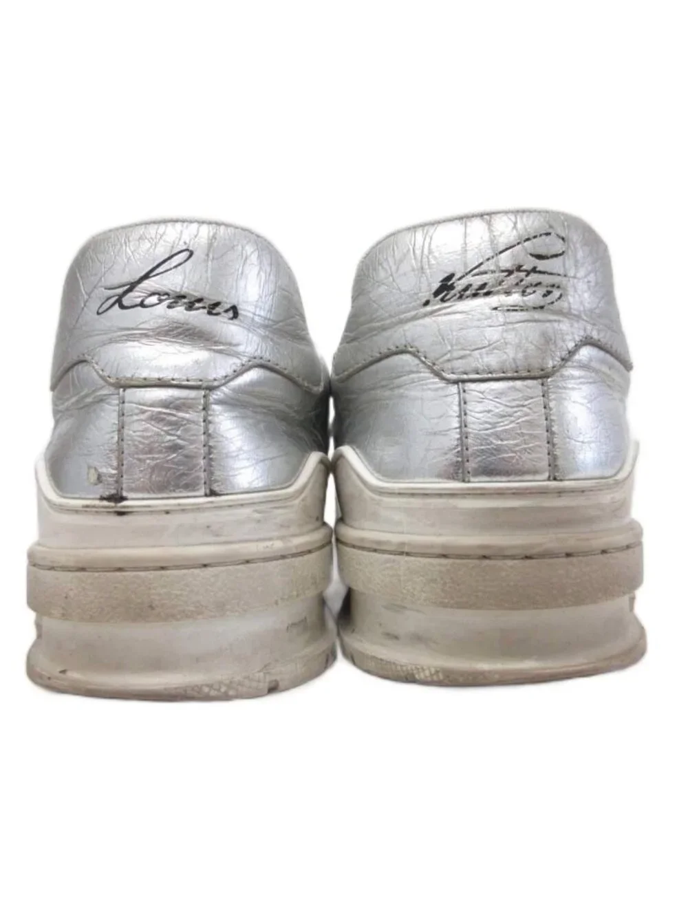 Louis Vuitton LV Trainer Line LV Logo Sneakers Low Cut Shoes Leather Metallic 8